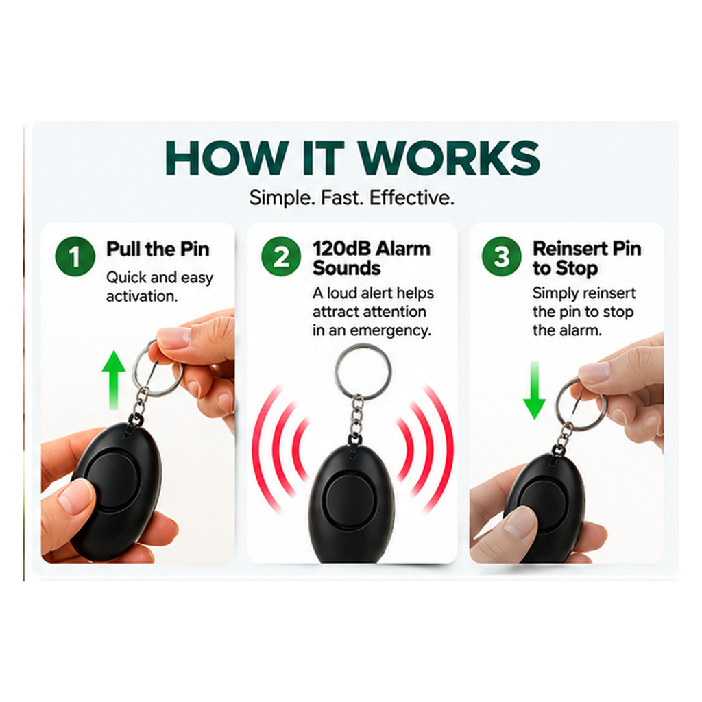 120dB Personal Safety Pull-Pin Alarm Keychain