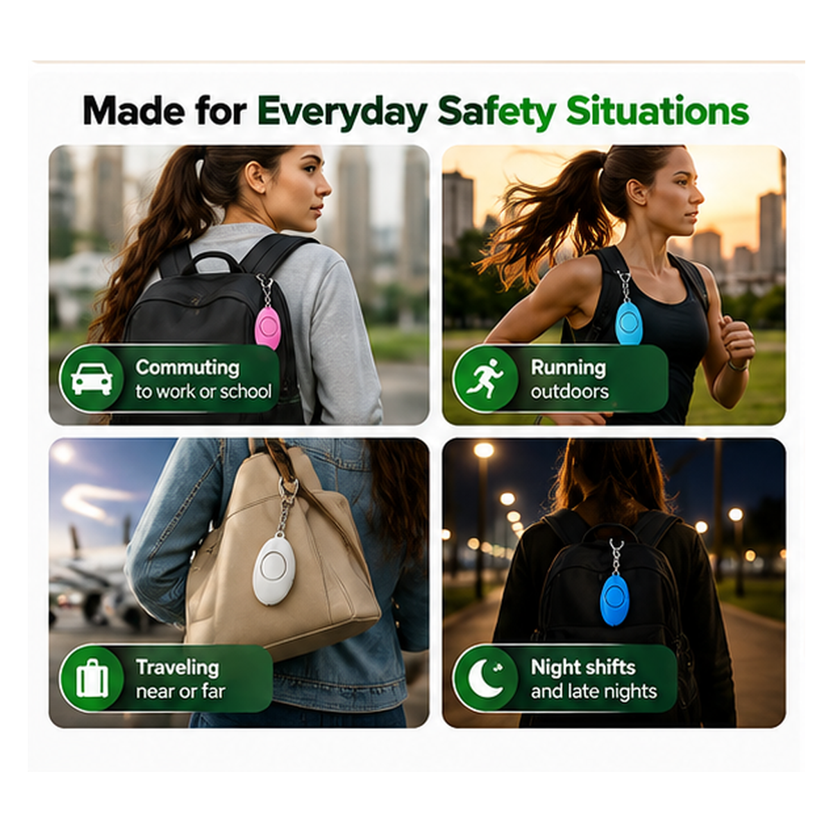 120dB Personal Safety Pull-Pin Alarm Keychain